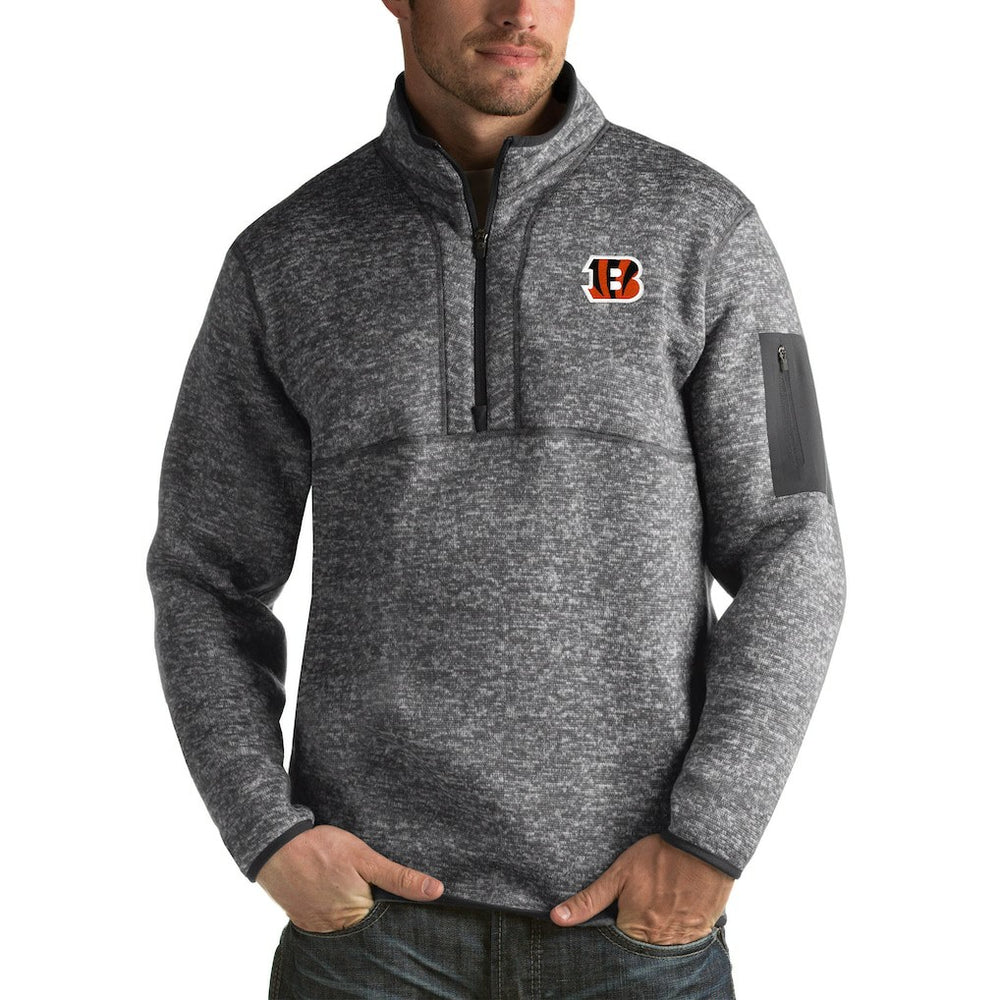 Cincinnati Bengals Antigua Fortune Big & Tall Quarter-Zip Pullover Jacket Charcoal | NFL