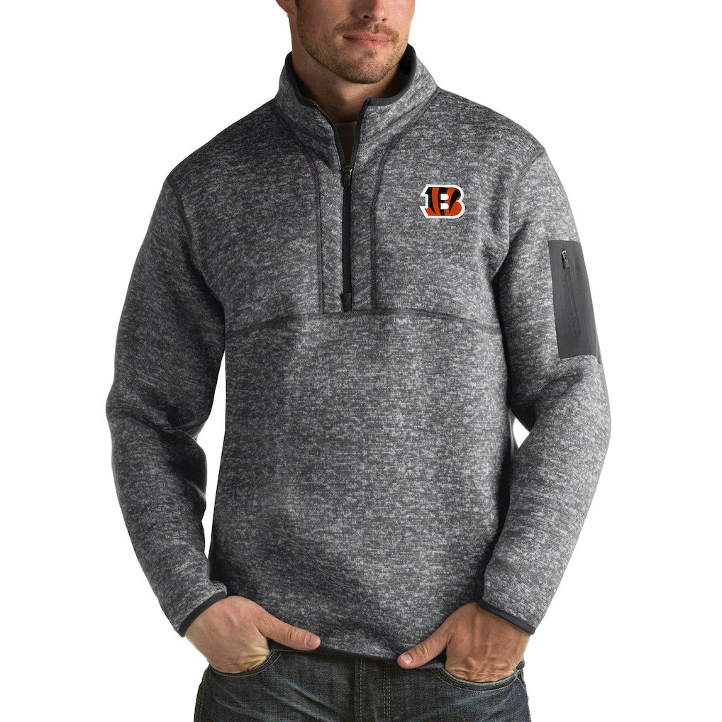 Cincinnati Bengals Antigua Fortune Big & Tall Quarter-Zip Pullover Jacket Charcoal | NFL