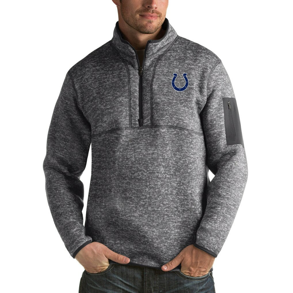 Indianapolis Colts Antigua Fortune Big & Tall Quarter-Zip Pullover Jacket Charcoal | NFL