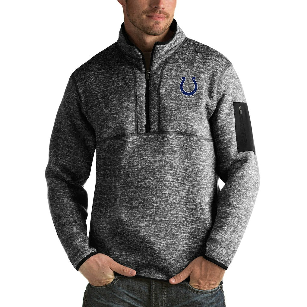 Indianapolis Colts Antigua Fortune Big & Tall Quarter-Zip Pullover Jacket Heather Black | NFL