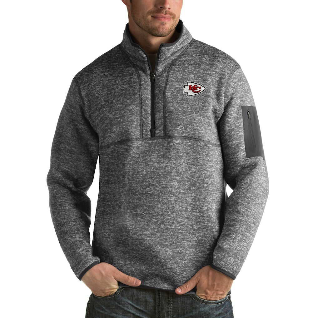Kansas City Chiefs Antigua Fortune Big & Tall Quarter-Zip Pullover Jacket Charcoal | NFL