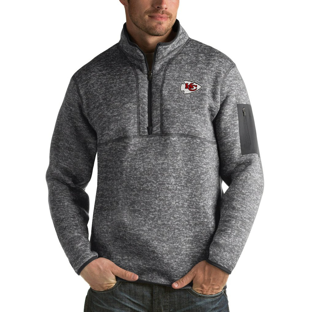 Kansas City Chiefs Antigua Fortune Big & Tall Quarter-Zip Pullover Jacket Charcoal | NFL