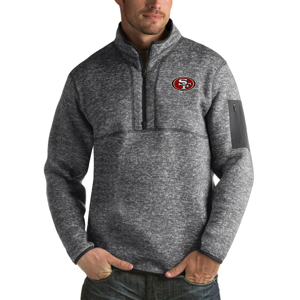 San Francisco 49ers Antigua Fortune Big & Tall Quarter-Zip Pullover Jacket Charcoal | NFL