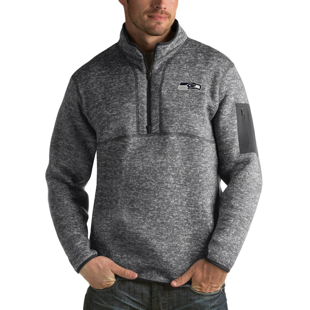 Seattle Seahawks Antigua Fortune Big & Tall Quarter-Zip Pullover Jacket Charcoal | NFL