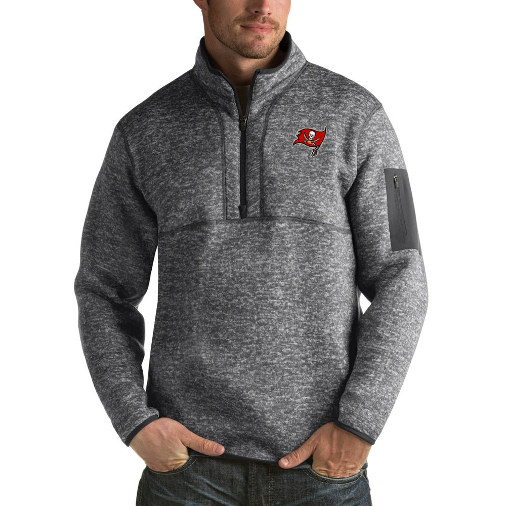 Tampa Bay Buccaneers Antigua Fortune Big & Tall Quarter-Zip Pullover Jacket Charcoal | NFL