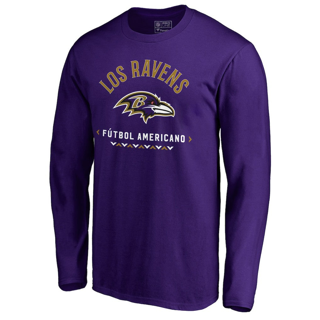 Baltimore Ravens Futbol Americano Long Sleeve T-Shirt Purple | NFL