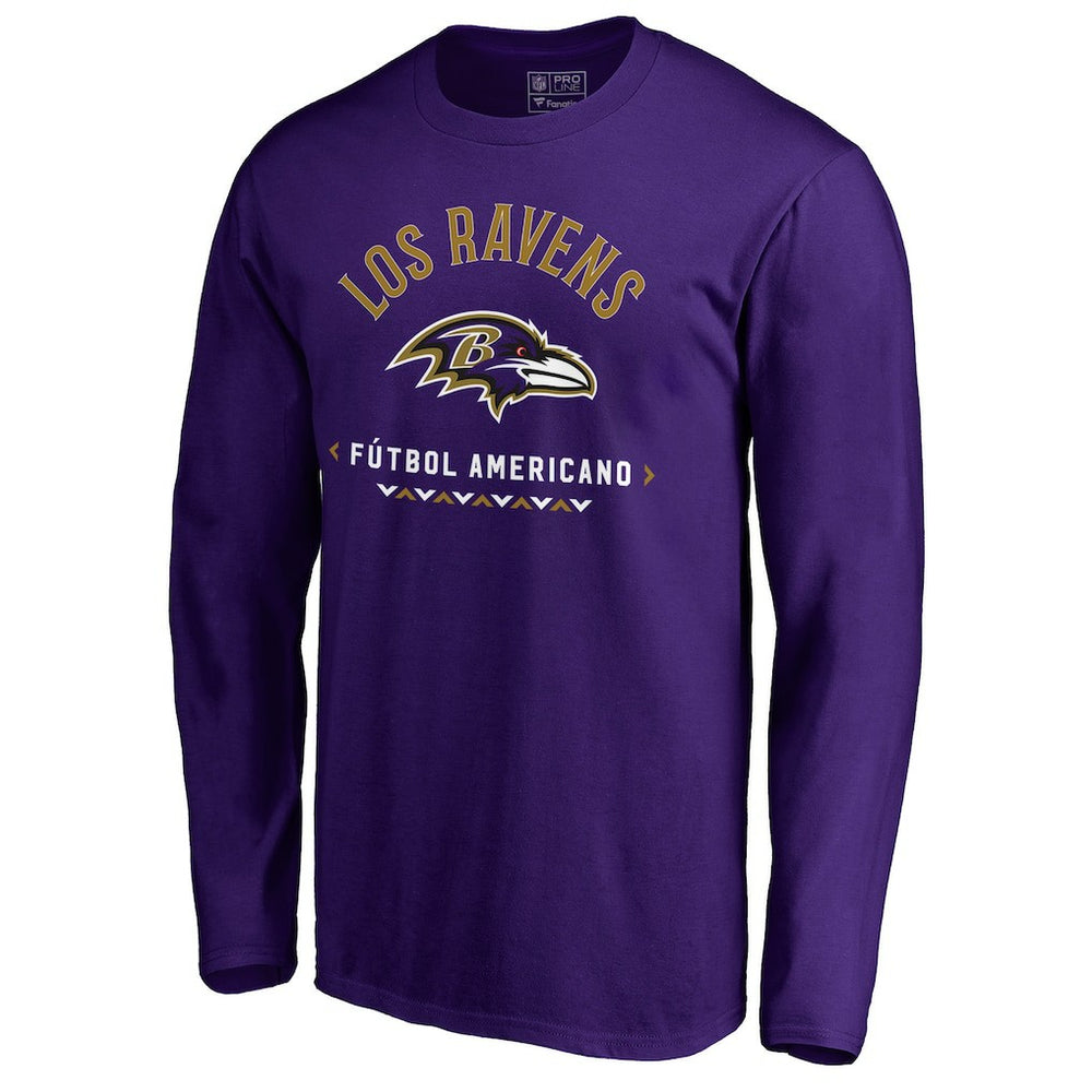 Baltimore Ravens Futbol Americano Long Sleeve T-Shirt Purple | NFL