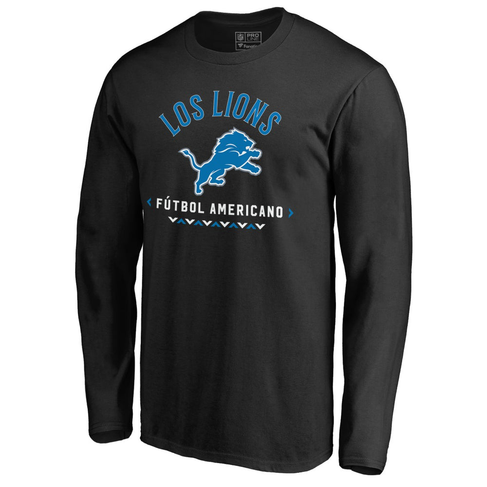 Detroit Lions Futbol Americano Long Sleeve T-Shirt Black | NFL