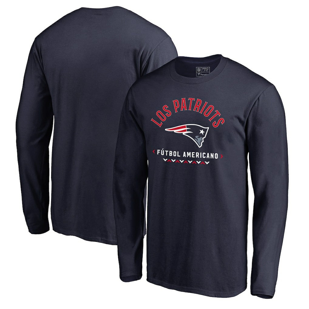 New England Patriots Futbol Americano Long Sleeve T-Shirt Navy | NFL