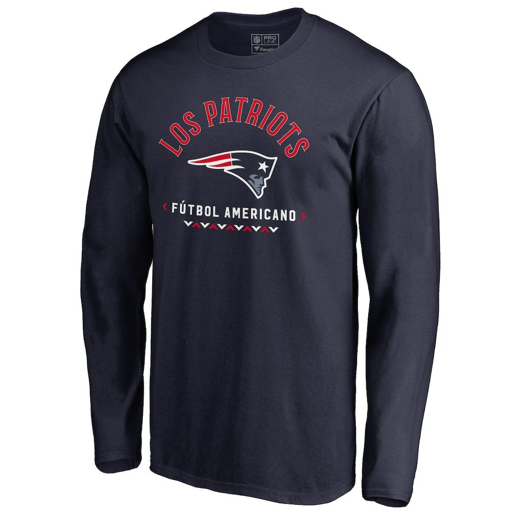New England Patriots Futbol Americano Long Sleeve T-Shirt Navy | NFL
