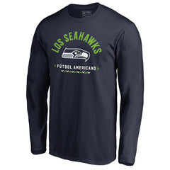 Seattle Seahawks Futbol Americano Long Sleeve T-Shirt College Navy | NFL
