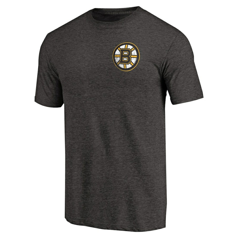 Boston Bruins Primary Logo Left Chest Distressed Tri-Blend T-Shirt - Black - NHL