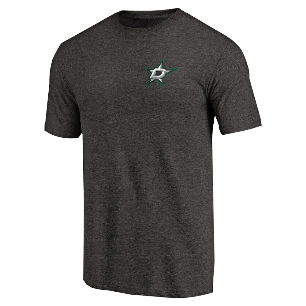Dallas Stars Primary Logo Left Chest Distressed Tri-Blend T-Shirt - Black - NHL