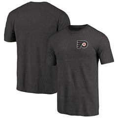 Philadelphia Flyers Primary Logo Left Chest Distressed Tri-Blend T-Shirt - Black - NHL