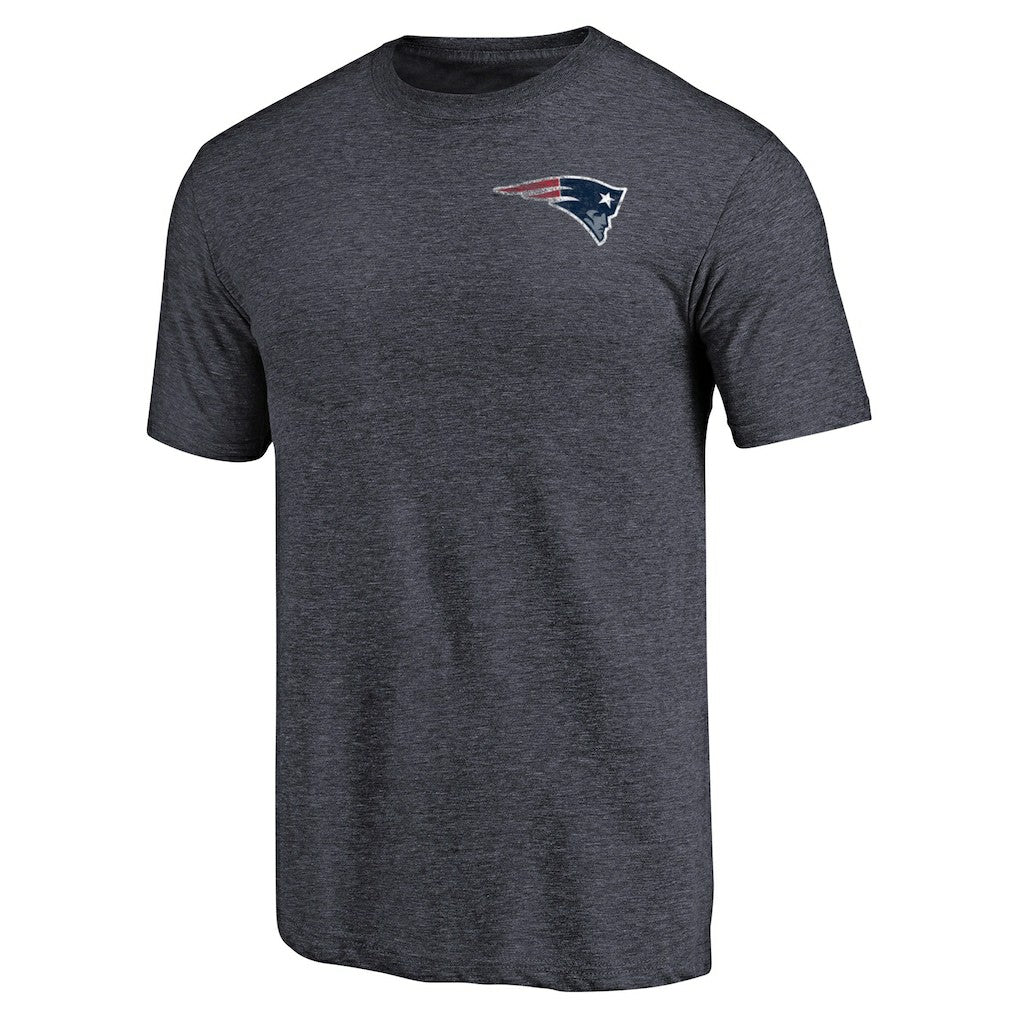 New England Patriots Primary Logo Left Chest Distressed Tri-Blend T-Shirt Heathered Navy | NFL