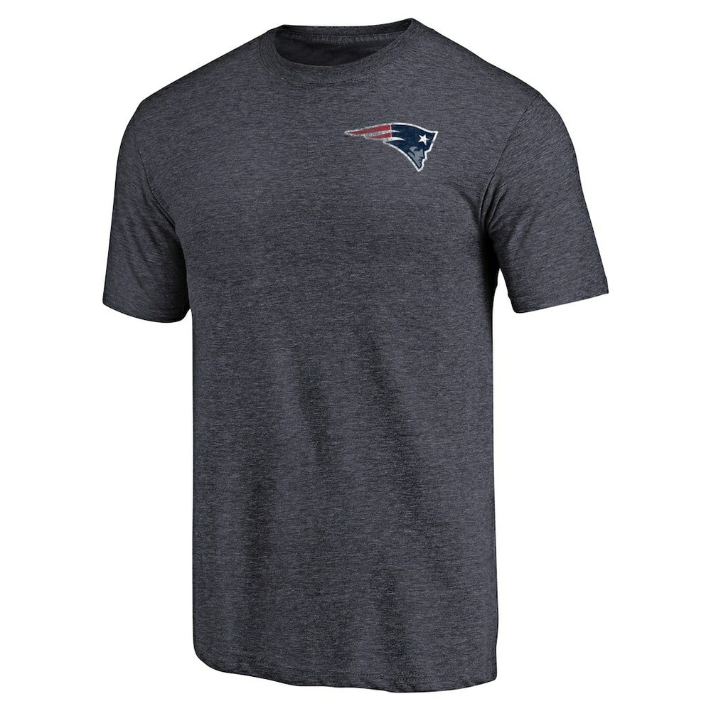 New England Patriots Primary Logo Left Chest Distressed Tri-Blend T-Shirt Heathered Navy | NFL