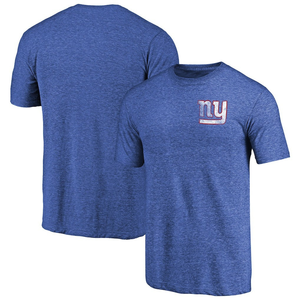 New York Giants Primary Logo Left Chest Distressed Tri-Blend T-Shirt Heathered Royal | NFL