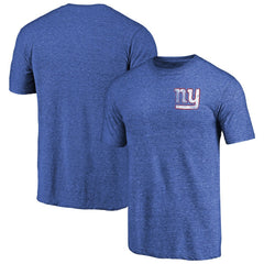 New York Giants Primary Logo Left Chest Distressed Tri-Blend T-Shirt Heathered Royal | NFL