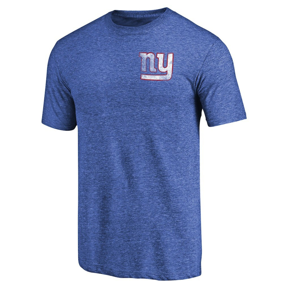 New York Giants Primary Logo Left Chest Distressed Tri-Blend T-Shirt Heathered Royal | NFL