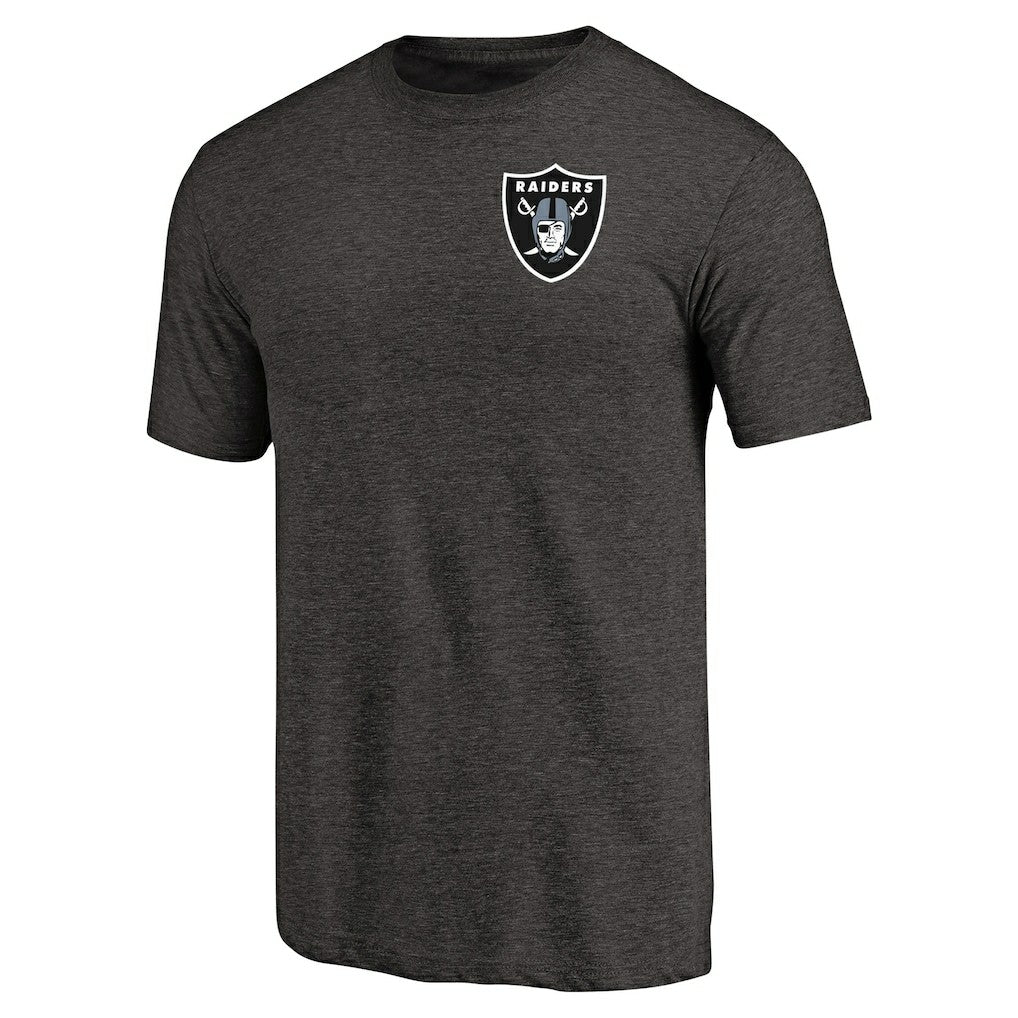 Las Vegas Raiders Primary Logo Left Chest Distressed Tri-Blend T-Shirt Heathered Black | NFL
