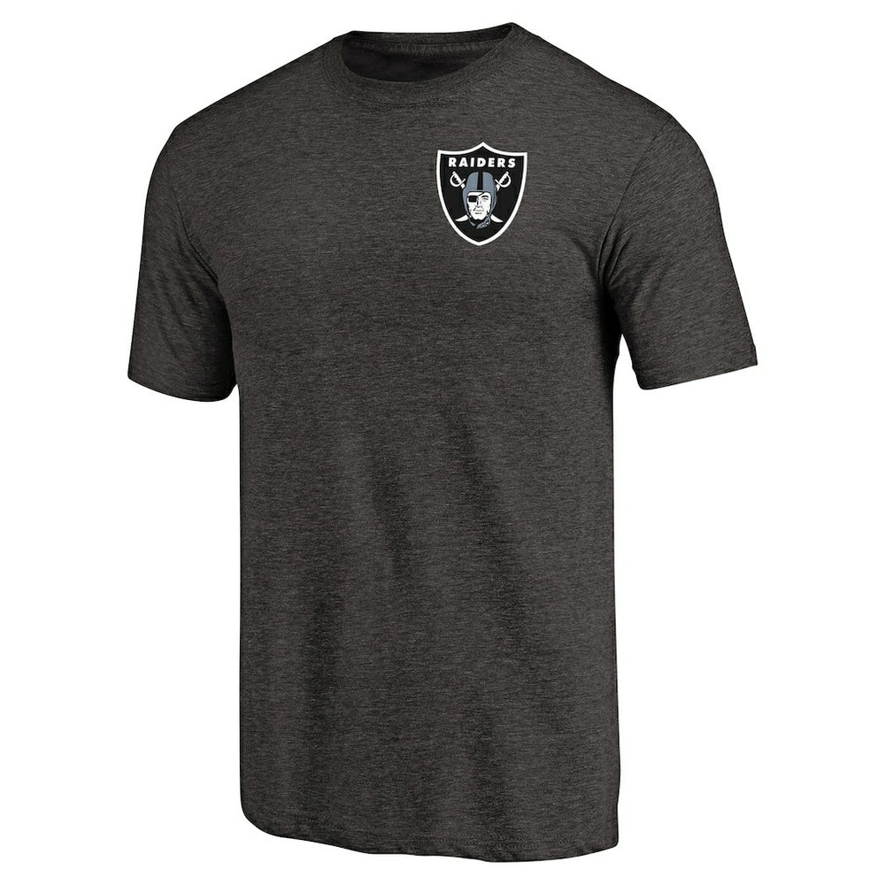 Las Vegas Raiders Primary Logo Left Chest Distressed Tri-Blend T-Shirt Heathered Black | NFL