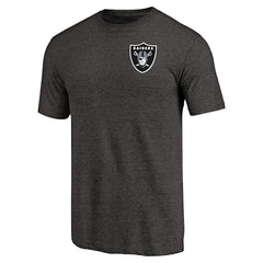 Las Vegas Raiders Primary Logo Left Chest Distressed Tri-Blend T-Shirt Heathered Black | NFL