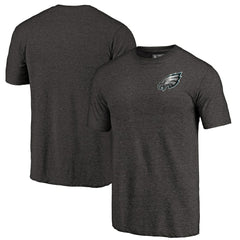 Philadelphia Eagles Primary Logo Left Chest Distressed Tri-Blend T-Shirt Heathered Black | NFL