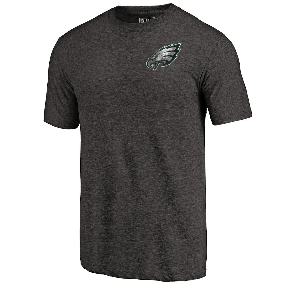 Philadelphia Eagles Primary Logo Left Chest Distressed Tri-Blend T-Shirt Heathered Black | NFL