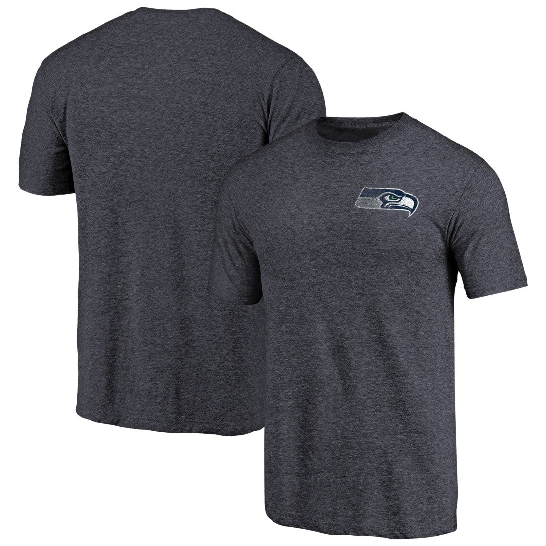 Seattle Seahawks Primary Logo Left Chest Distressed Tri-Blend T-Shirt Heathered College Navy | NFL