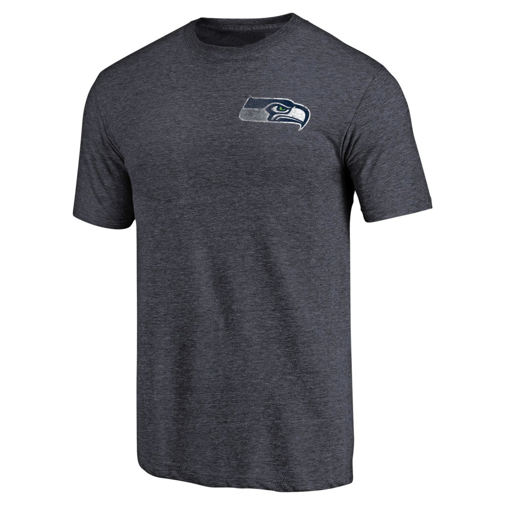 Seattle Seahawks Primary Logo Left Chest Distressed Tri-Blend T-Shirt Heathered College Navy | NFL