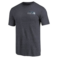 Seattle Seahawks Primary Logo Left Chest Distressed Tri-Blend T-Shirt Heathered College Navy | NFL