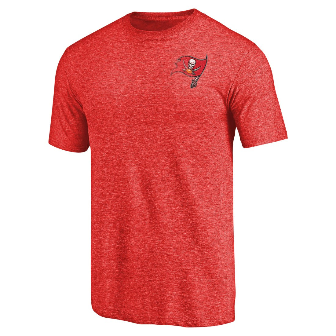 Tampa Bay Buccaneers Primary Logo Left Chest Distressed Tri-Blend T-Shirt Heathered Red | NFL