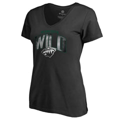 Minnesota Wild Women's Arch Smoke V-Neck T-Shirt - Black - NHL