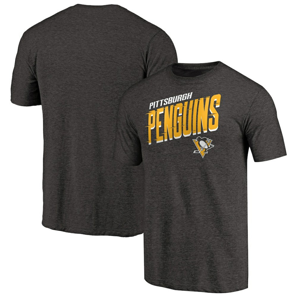 Pittsburgh Penguins Slant Strike Tri-Blend T-Shirt - Black - NHL