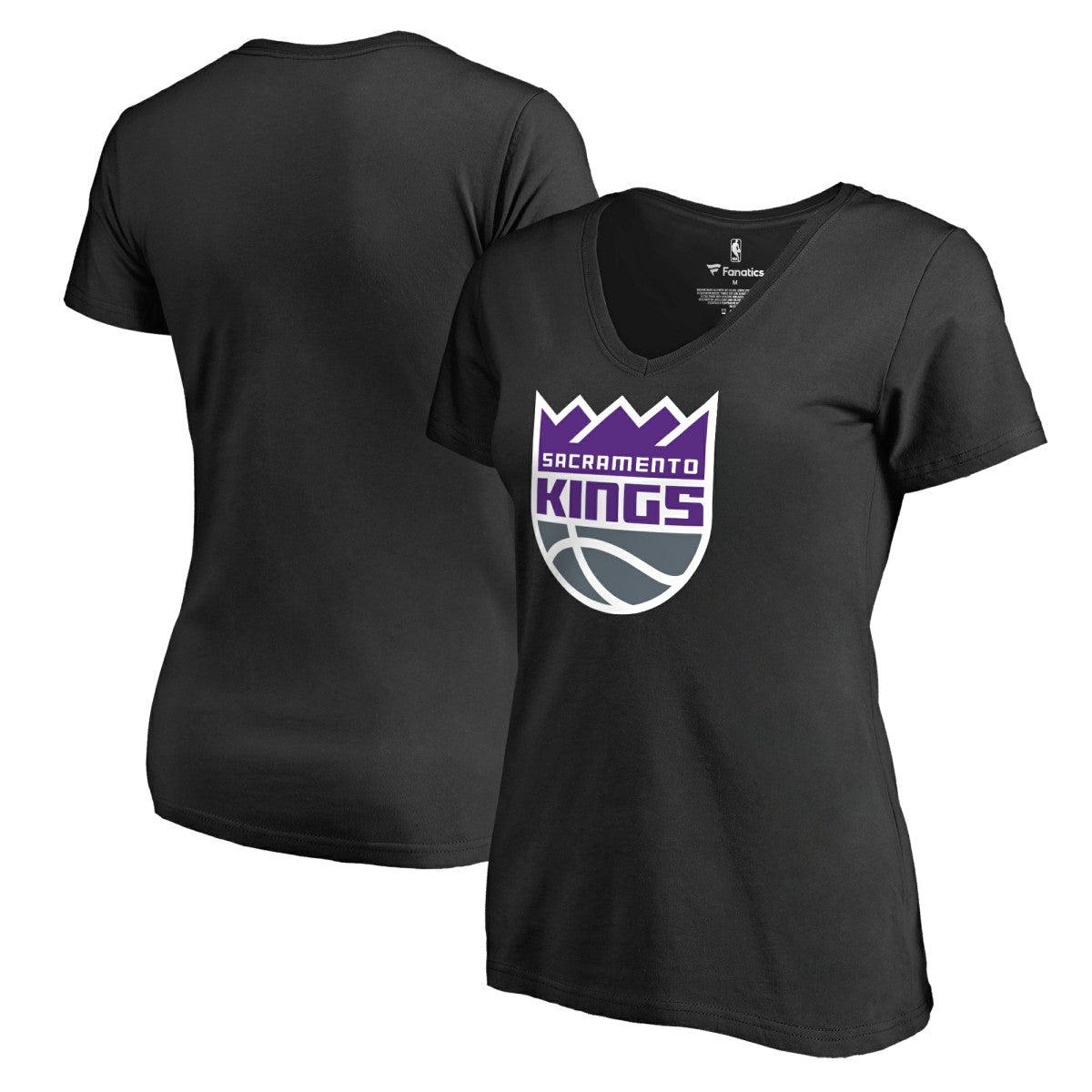 Sacramento Kings Women's Primary Logo V-Neck T-Shirt Black - NBA