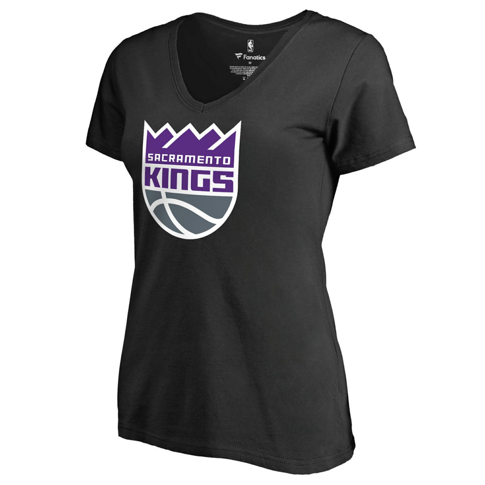 Sacramento Kings Women's Primary Logo V-Neck T-Shirt Black - NBA