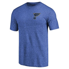St. Louis Blues Primary Logo Left Chest Distressed Tri-Blend T-Shirt - Heathered Blue - NHL
