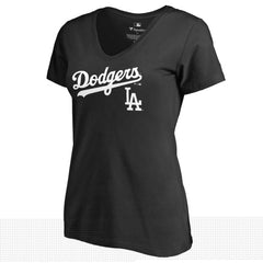 Los Angeles Dodgers Women's Team Lockup V-Neck T-Shirt - MLB