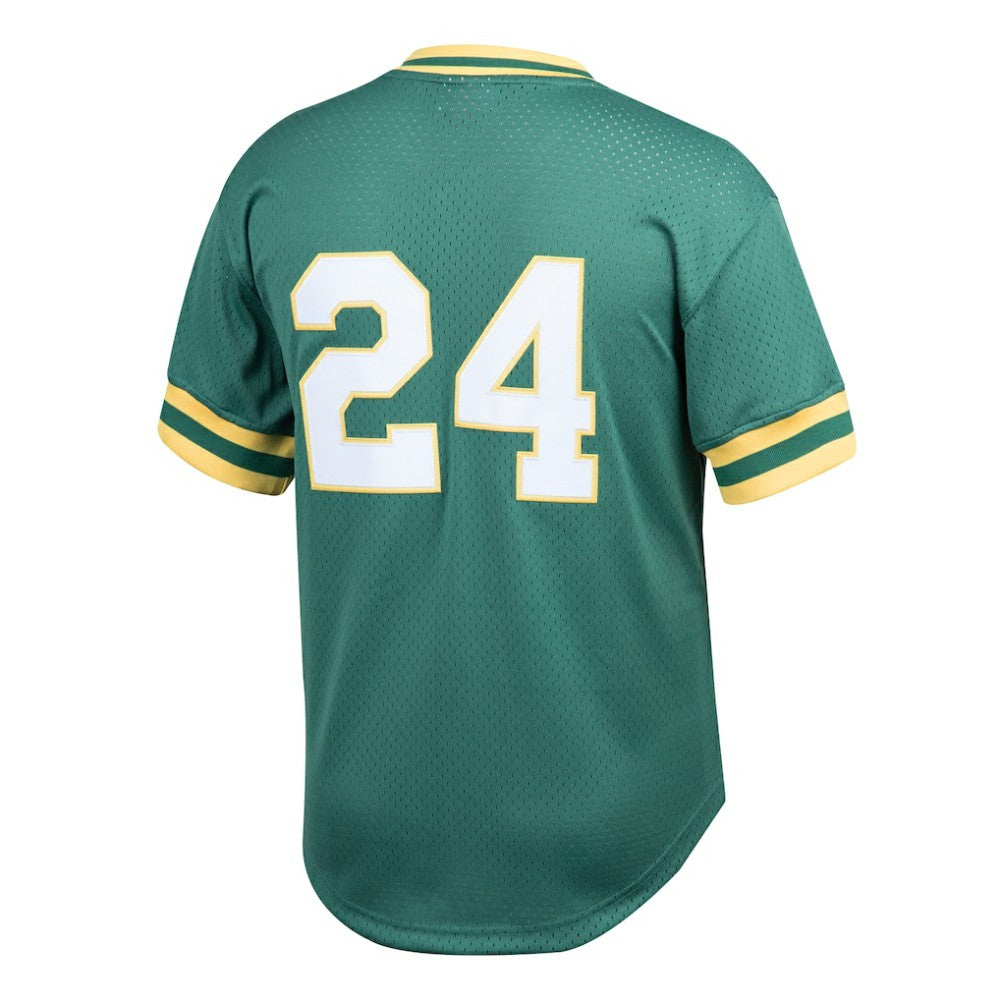 Rickey Henderson Athletics Mitchell & Ness Youth Cooperstown Collection Mesh Batting Practice Jersey - MLB