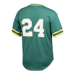 Rickey Henderson Athletics Mitchell & Ness Youth Cooperstown Collection Mesh Batting Practice Jersey - MLB