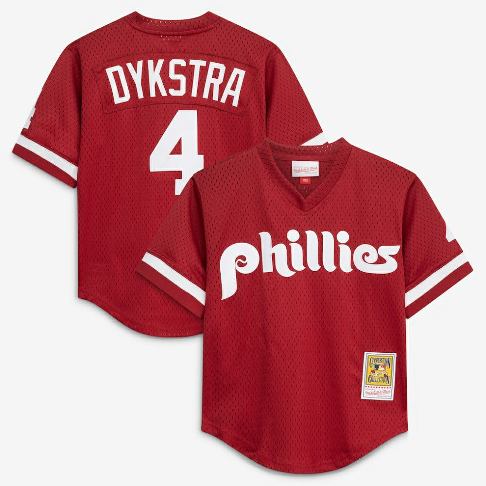 Lenny Dykstra Philadelphia Phillies Mitchell & Ness Youth Cooperstown Collection Mesh Batting Practice Jersey - MLB