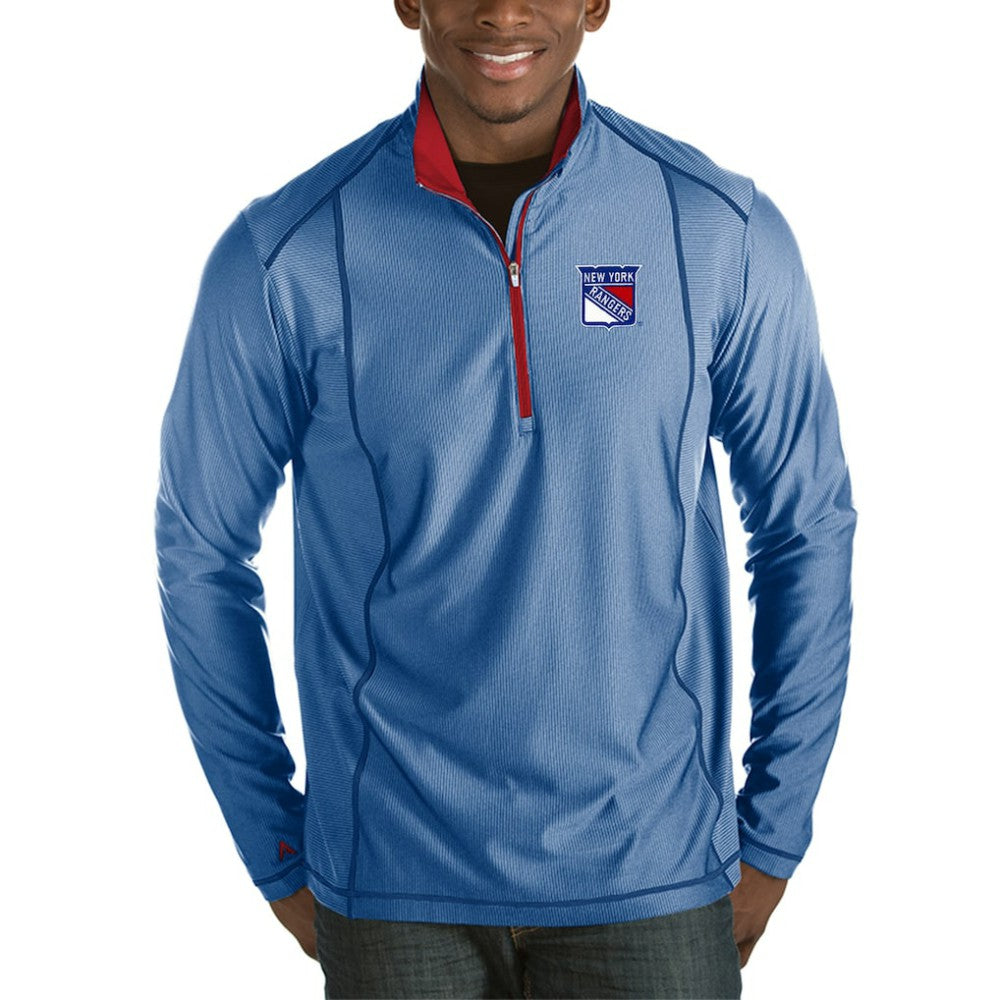 New York Rangers Antigua Tempo Desert Dry Half-Zip Pullover Jacket - Heather Royal - NHL