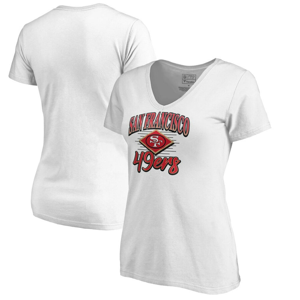 San Francisco 49ers Women's Artifact V-Neck T-Shirt White | NFL