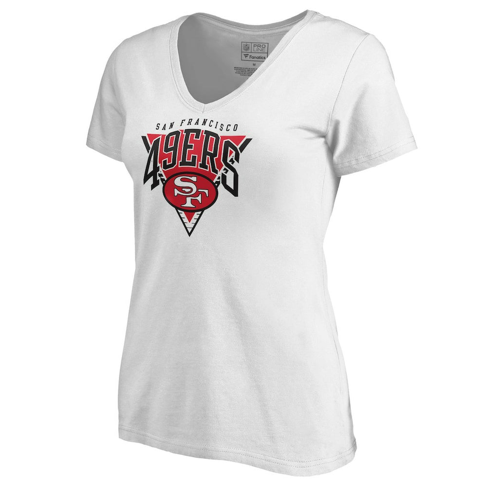 San Francisco 49ers Women's Frontline V-Neck T-Shirt White | NFL