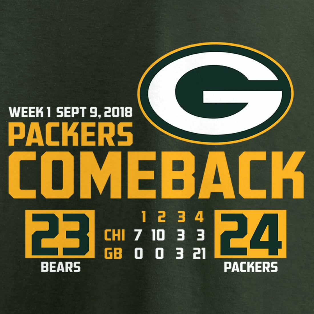 Green Bay Packers The Comeback T-Shirt Green | NFL