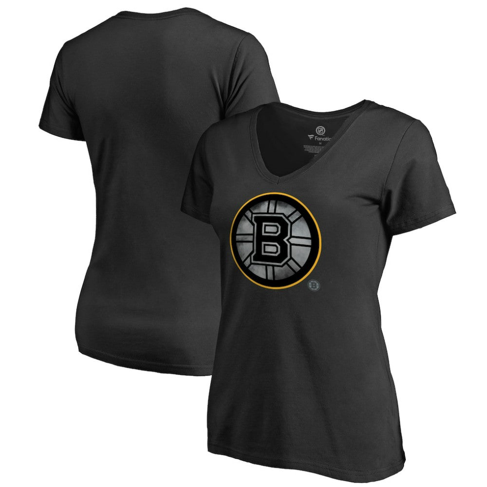 Boston Bruins Women's Core Smoke V-Neck T-Shirt - Black - NHL