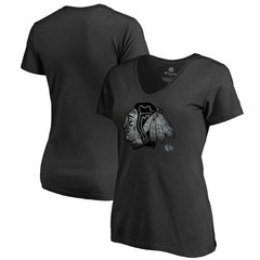 Chicago Blackhawks Women's Core Smoke V-Neck T-Shirt - Black - NHL