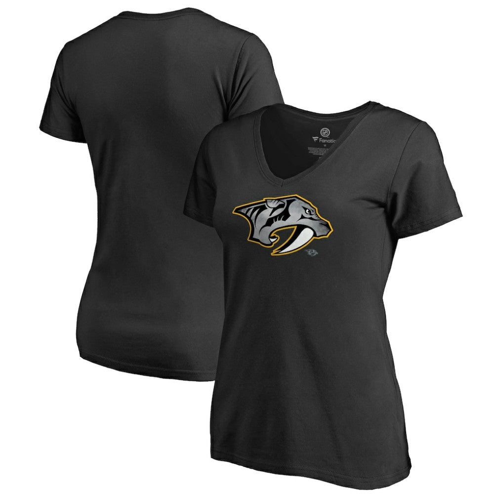 Nashville Predators Women's Core Smoke V-Neck T-Shirt - Black - NHL