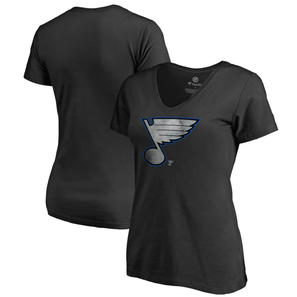 St. Louis Blues Women's Core Smoke V-Neck T-Shirt - Black - NHL