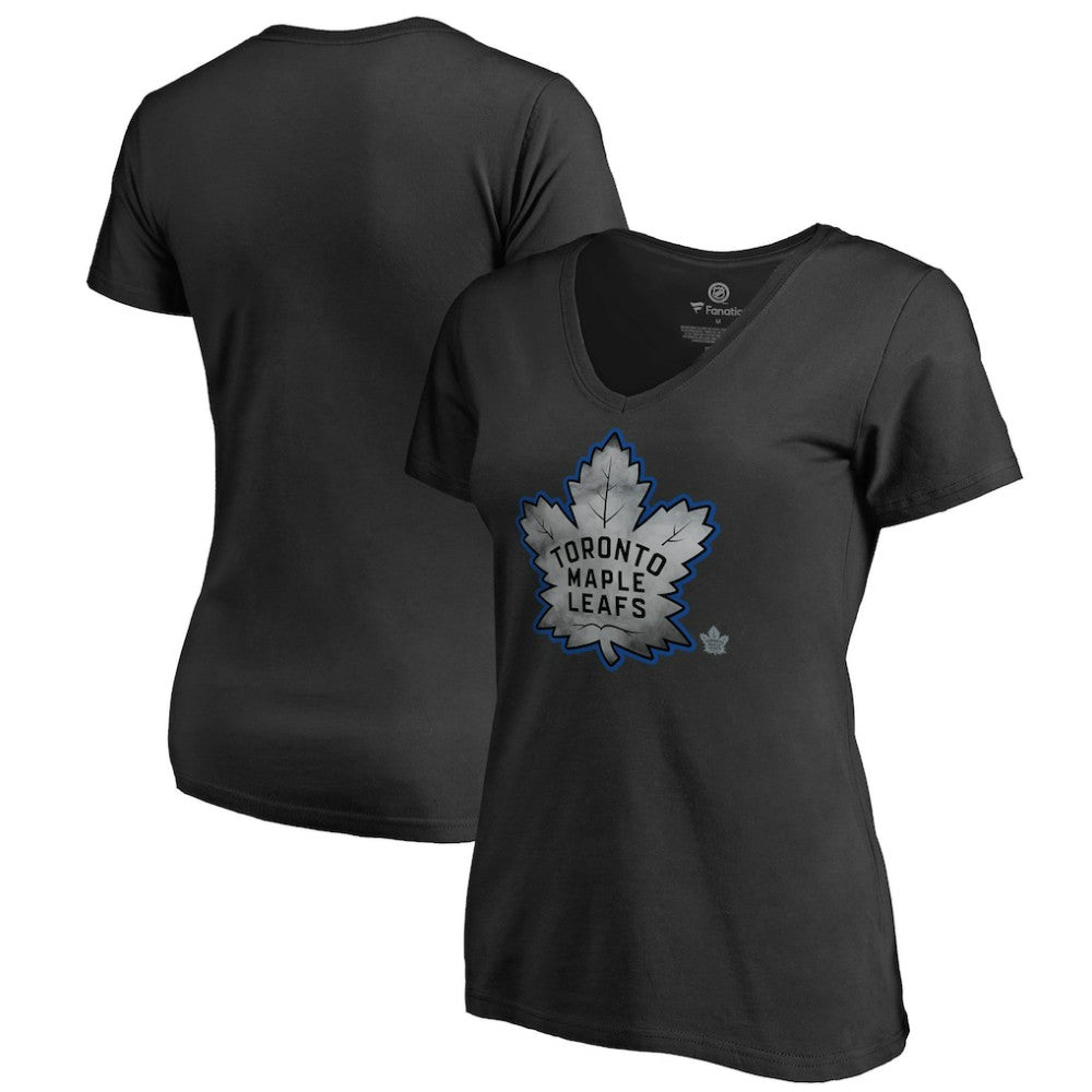 Toronto Maple Leafs Women's Core Smoke V-Neck T-Shirt - Black - NHL